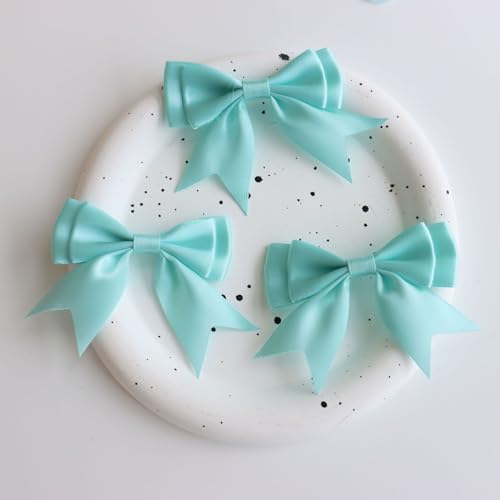 WANYI 50 Stück Schleifen Doppelschicht Geschenkschleife Kleine Schleifen zum Basteln Satinschleifen Satinband Ribbon für Basteln Hochzeit Haarschmuck Geschenke Deko(Grün) von WANYI