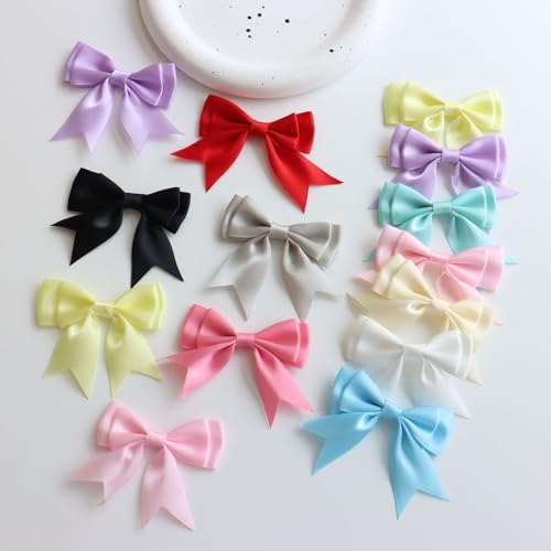 WANYI 50 Stück Schleifen Doppelschicht Geschenkschleife Kleine Schleifen zum Basteln Satinschleifen Satinband Ribbon für Basteln Hochzeit Haarschmuck Geschenke Deko(MixA) von WANYI