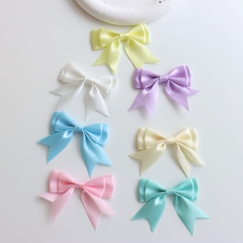 WANYI 50 Stück Schleifen Doppelschicht Geschenkschleife Kleine Schleifen zum Basteln Satinschleifen Satinband Ribbon für Basteln Hochzeit Haarschmuck Geschenke Deko(MixB) von WANYI