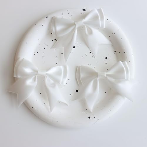 WANYI 50 Stück Schleifen Doppelschicht Geschenkschleife Kleine Schleifen zum Basteln Satinschleifen Satinband Ribbon für Basteln Hochzeit Haarschmuck Geschenke Deko(Weiß) von WANYI