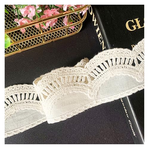 WANYI 5CM 10 Yard Spitzenbordüre Spitzenband aus Baumwolle Dekoband Zierband Spitzenstoff Spitzenborte Vintage Spitze Borten zum Nähen für DIY Handwerk Kleidung Hochzeit Unterwäsche(Weiß) von WANYI