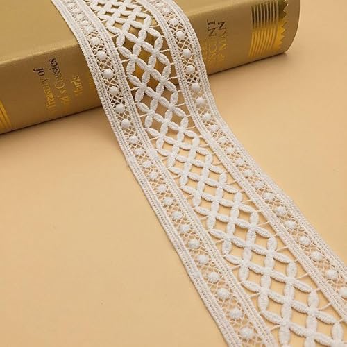 WANYI 6CM Breite Spitzenband Weiß Spitze Borten und Bänder zum Nähen Stickerei Spitzenborte Spitzenbordüre Dekoband Zierband Lace Trim Ribbon für DIY Handwerk Kleidung Vorhänge (15 Yards) von WANYI