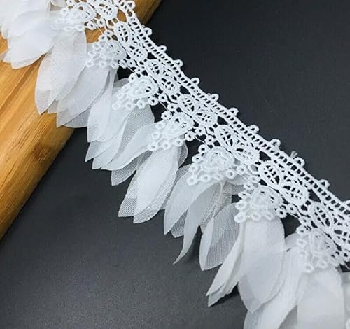 WANYI 7CM 10 Yards Fransenborte Weiß Fransen Dekoband Fransenbordüre Fransenband mit Bestickte Lace Spitze Quaste Trim Band Quaste Fransen-Borten zum Nähen für DIY Basteln Kleidung Vorhänge von WANYI