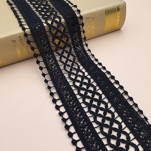 WANYI 8.5CM Breite Spitzenband Schwarz Spitze Borten und Bänder zum Nähen Stickerei Spitzenborte Spitzenbordüre Dekoband Zierband Lace Trim Ribbon für DIY Handwerk Kleidung Vorhänge (15 Yards) von WANYI