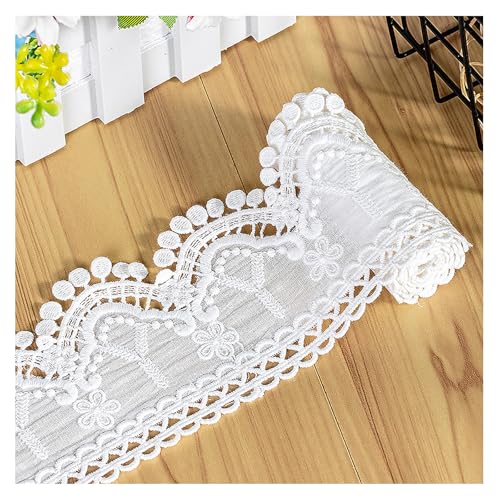 WANYI 8CM 10 Yard Spitzenbordüre Spitzenband aus Baumwolle Dekoband Zierband Spitzenstoff Spitzenborte Vintage Spitze Borten zum Nähen für DIY Handwerk Kleidung Hochzeit Unterwäsche(Weiß) von WANYI