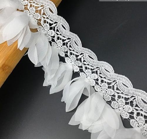 WANYI 8CM 10 Yards Fransenborte Weiß Fransen Dekoband Fransenbordüre Fransenband mit Bestickte Lace Spitze Quaste Trim Band Quaste Fransen-Borten zum Nähen für DIY Basteln Kleidung Vorhänge von WANYI