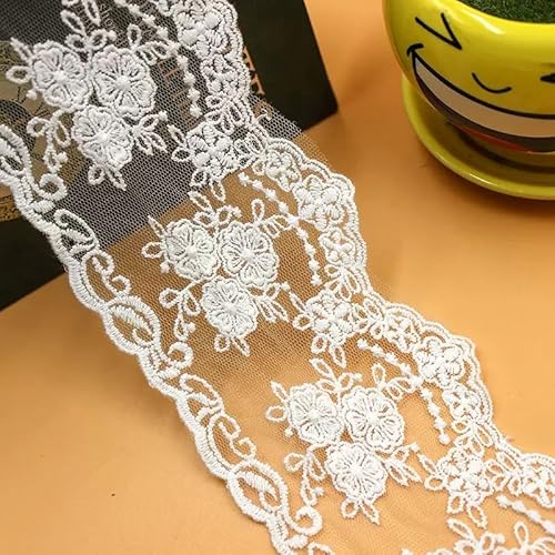 WANYI 8cm Breit Spitzenband aus Baumwolle Spitze Vintage Spitzenborte Spitzenbordüre Zierband zum Nähen Spitzen-Blumen für Hochzeit Geschenkband DIY Handwerk(10 Yards-Beige) von WANYI