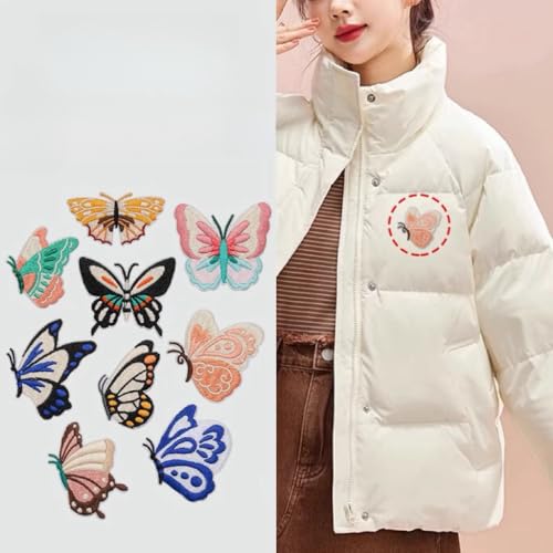 WANYI 9 Stück Patches zum Aufbügeln Aufnäher Patches Bügelbilder für Textilien Selbstklebend Schmetterling Deko Aufnäher für Jacke Kleidung Hut Jeans Rucksäcke von WANYI