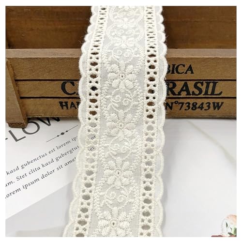 WANYI Baumwolle Spitzenband 4.2CM 10 Yard Dekoband Zierband Spitze Borten Vintage Spitzenstoff Spitzenbordüre Spitzenborte Spitzenbänder für DIY Kleidung Handwerk Hochzeit Geschenkbox (Aprikose) von WANYI