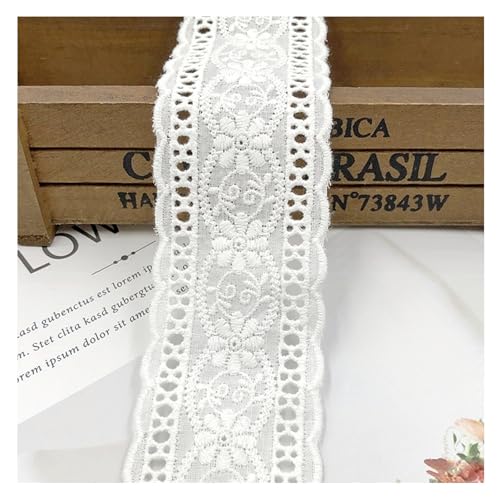 WANYI Baumwolle Spitzenband 4.2CM 5 Yard Dekoband Zierband Spitze Borten Vintage Spitzenstoff Spitzenbordüre Spitzenborte Spitzenbänder für DIY Kleidung Handwerk Hochzeit Geschenkbox (Beige) von WANYI