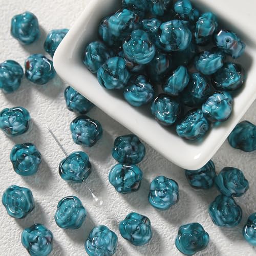 WANYI Blumen Perlen zum Auffädeln 7.6x12mm 10 Stück Glasperlen Perlenset mit Loch Bastelperlen Bunte Perlen Beads für Jewellery Making Herstellung Ohrringe Armbänder Halsketten(B) von WANYI