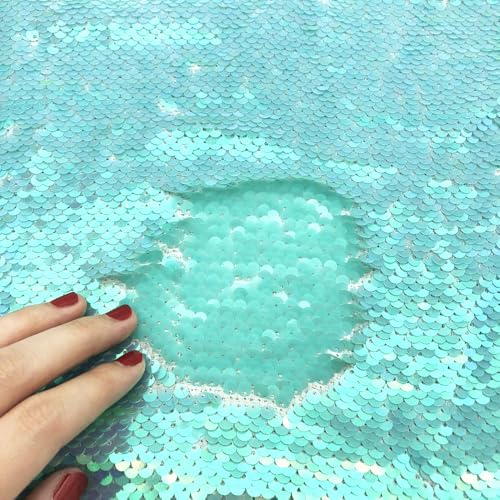 WANYI Pailletten Stoff Glitzerstoff Zweifarbig Reversibel Flip Paillettenstoff 50x130cm Wendbar Glitzer Stoff zum Nähen für Kopfkissen Taschen Kopfschmuck Zubehör(20) von WANYI