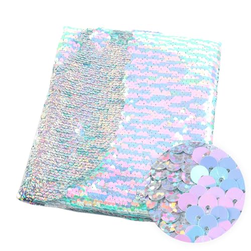 WANYI Pailletten Stoff Glitzerstoff Zweifarbig Reversibel Flip Paillettenstoff 50x130cm Wendbar Glitzer Stoff zum Nähen für Kopfkissen Taschen Kopfschmuck Zubehör(21) von WANYI