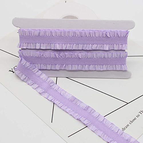 WANYI Plissee Spitzenband 2.5cm Breite Doppelspitze Elastizität Rüschen Spitzenbesatz 20 Yards Lang Spitzenbordüre Spitzenborte Nylon Stoff Accessoires für Kleidung,Unterwäsche,Hut Spitze(Hellviolett) von WANYI