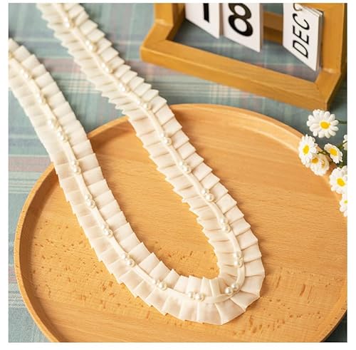 WANYI Spitzenband mit Perlen Dekoband Zierband Spitzeband Beige Vintage Spitze Kostüm Nylon Abnehmbare für DIY Nähen Handwerk Kleidung Zubehör(4-2m) von WANYI