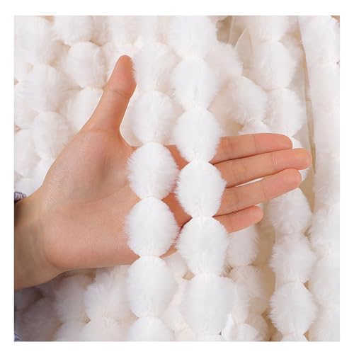 WANYIG 3CM Pompom Borten und Bänder zum Nähen Bommelborte Borte zum Basteln Dekoband Pomponborte Fransenborte Dekoborte Bommelband für DIY Basteln Apparel Kleidung Tischdeko (Weiß, 15M) von WANYIG