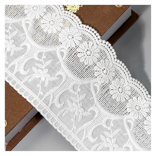 WANYIG Baumwolle Spitzenband Borten und Bänder zum Nähen 10CM Breite Stickerei Spitzenborte Dekoband Zierband Spitze Spitzenbordüre für DIY Basteln Dessous Vorhänge Hochzeit Röcke (Weiß, 1 Yard) von WANYIG