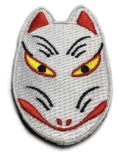 [Japan Import] 100% Stickerei Japan Patches Kitsune Kabuki-Maske A0027 von WAPPEN-YA DONGRI