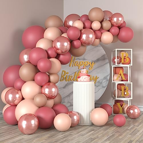 WAREHOUSE 110 Stück luftballon girlande hochzeitsdeko Rosa ballon girlande, Rosa luftballons pastell Set als Geburtstag Hochzeit Hochzeit, Baby Party Dekoration, luftballons hochzeit.（Rosa Rosegold ） von WAREHOUSE