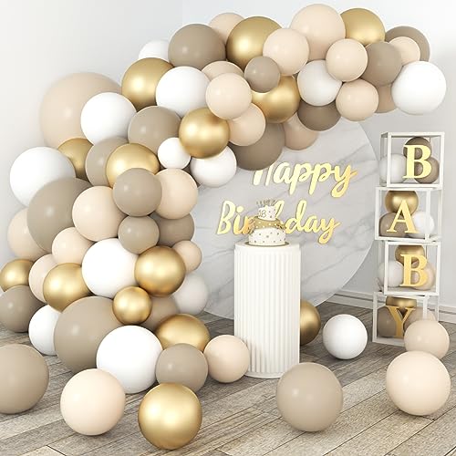 WAREHOUSE 160 Ballons Beige Gold luftballons,luftballons geburtstag,luftballon girlande,luftballons hochzeit für luftballons hochzeit, luftballons geburtstag ballon girlande.(Beige Aprikose Gold) von WAREHOUSE