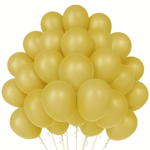 WAREHOUSE 50 Stück Senfgelb Luftballons Geburtstag Ballons Helium Luftballons Bunt Luftballon Girlande für luftballons hochzeit, luftballons geburtstag ballon girlande, Taufe Deko.(Senfgelb-12） von WAREHOUSE