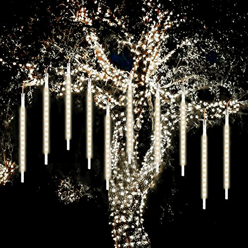 WASAGA Meteorlichter, LED-Regenlichter 20 960 LED-Röhren (2er-Pack) 50 cm Weihnachts-Eiszapfen-Rücklichter Schneelichter für die Weihnachtshochzeit Urban Decor (Warmweiß) von WASAGA