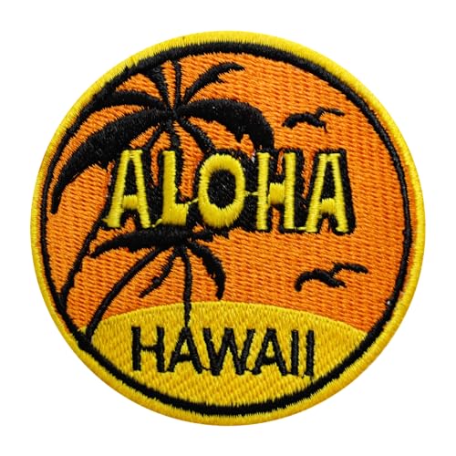 Aloha Hawaii-Aufnäher, Hawaii-Aufnäher, Reise-Hawaii-Aufnäher, bestickt, zum Aufbügeln oder Aufnähen, Abzeichen für Kleidung usw., 7 cm von WASPRO