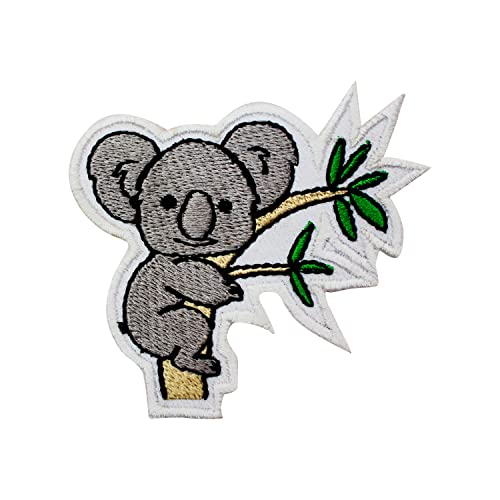 Niedlicher Koala-Aufnäher, Tier-Patch, Koala-Aufnäher, Cartoon-Aufnäher, Applikation, Kinderreim-Aufnäher, bestickt, zum Aufbügeln oder Aufnähen, Abzeichen für Kleidung usw. 7 x 6 cm von WASPRO