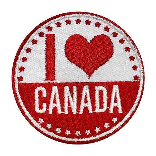 Aufnäher mit Aufschrift "I love canada", Kanadische Flagge, bestickt, zum Aufbügeln oder Aufnähen, für Kleidung usw. 7 x 7 cm von WASPRO