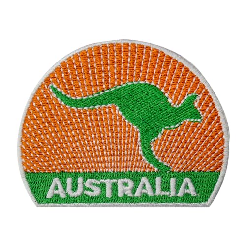 Australien-Reise-Patch, Australien-Patch, Känguru-Aufnäher, grooviger Aufnäher, bestickt, zum Aufbügeln oder Aufnähen, Abzeichen für Kleidung usw., 7 x 5,5 cm von WASPRO