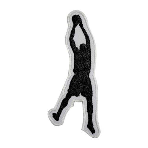 Bestickter Aufnäher zum Aufbügeln oder Aufnähen, Motiv: Basketballspieler und Dunk, 9 x 4 cm von WASPRO