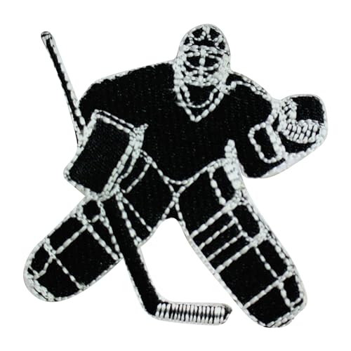 Hockey-Aufnäher, Torwart-Aufnäher, bestickt, zum Aufbügeln oder Aufnähen, Abzeichen für Kleidung usw., 8 x 6 cm von WASPRO