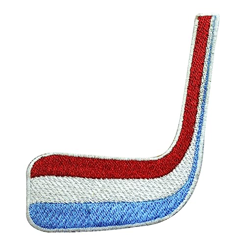 Hockey-Patch, Hockeyschläger, Luxemburg-Flagge, Patch, Hockeyschläger, bestickt, zum Aufbügeln, Aufnähen, für Kleidung etc. 9 x 6,5 cm von WASPRO