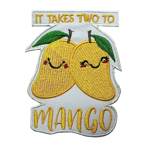 It Takes Two to Mango Aufnäher, humorvoller Aufnäher, flippiger Aufnäher, bestickter Aufnäher, zum Aufbügeln, für Kleidung etc. 10 x 8 cm von WASPRO