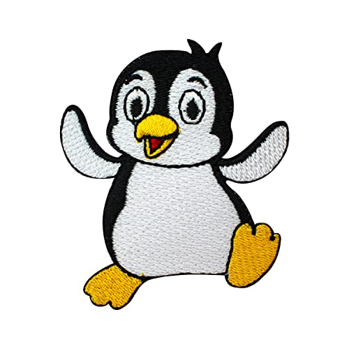 Niedlicher Pinguin-Aufnäher, Tier-Patch, Pinguin-Aufnäher, Cartoon-Aufnäher, Kinder-Patch, bestickt, zum Aufbügeln oder Aufnähen, Abzeichen für Kleidung usw. 7,5 x 6,5 cm von WASPRO