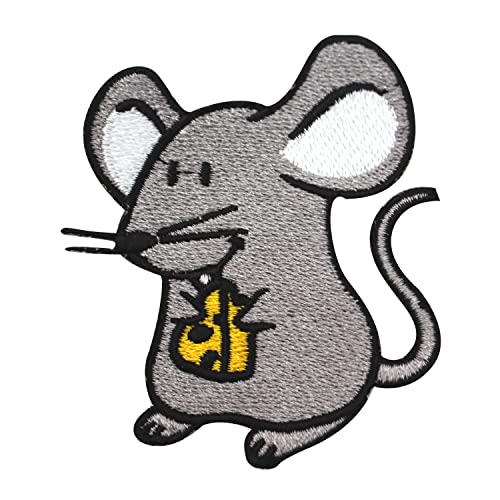 WASPRO Aufnäher zum Aufbügeln oder Aufnähen, Ratten, Maus und Käse, 7 x 5,5 cm, Rechteckig, Quadratisch, Embroidered Fabric Patch, Aufnäher von WASPRO