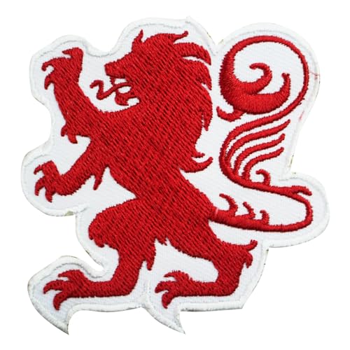 Red Rampant Lion Patch, English Lion Patch Embroidered Iron on Sew on Patch Badge for Clothes etc., 7x7cm von WASPRO