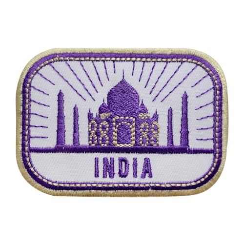 WASPRO Reise-Patch, Taj Mahal Patch, Indien-Aufnäher, grooviger Aufnäher, bestickt, zum Aufbügeln oder Aufnähen, Abzeichen für Kleidung usw. 8 x 5,5 cm von WASPRO