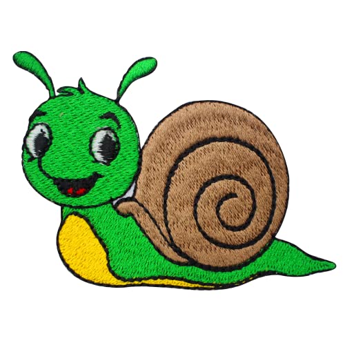 Schneckenaufnäher, Tier-Patch, niedliche Schnecke, Cartoon-Patch, Kinder-Patch, bestickt, zum Aufbügeln oder Aufnähen, Abzeichen für Kleidung usw. 7 x 5,5 cm von WASPRO