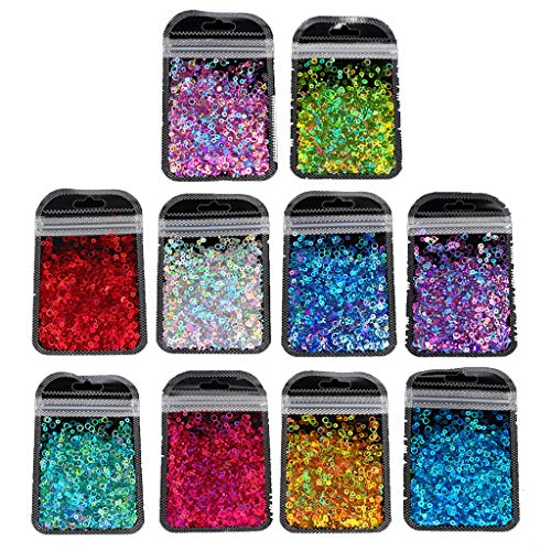 10 Farben Hohle Runde Form Holografischer Klobiger Glitzer Epoxidharz Festival Klobige Flocken Gemischte Pailletten 2 G von WASTEBIN