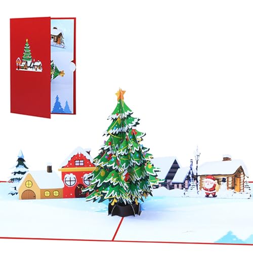 WASTEBIN 1 Set 3D Weihnachtsbaum Grußkarte Dekorative Popup Segenskarten Mit Umschlag Schreiben Von Dankesbotschaften von WASTEBIN