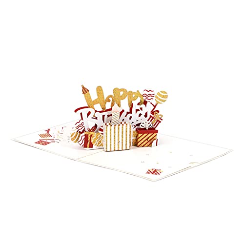 WASTEBIN 3D Karten Grußkarten Mit Umschlag Handgefertigte Happy Birthday Karten Kuchen Kerzen Postkarte Für Weihnachten Valentinstag von WASTEBIN