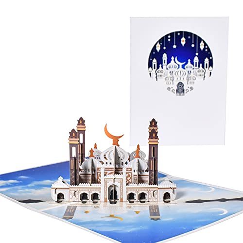 WASTEBIN 3D Moschee Popup Karte Eid Grußkarten Für Festival Neujahr Handgemachte Notizkarte Mit Umschlag Geschenk von WASTEBIN