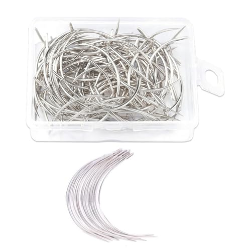 WASTEBIN 50/100PCS Haar Machen Pins Nadel Set Haar Pins Und C Gebogene Nadel Für Perücken Machen Blockieren Stricken Handwerk von WASTEBIN