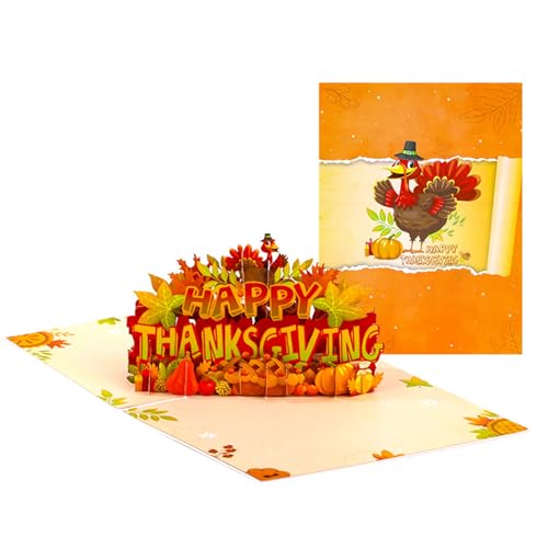 WASTEBIN Faltbare Thanksgiving-3D Grußkarte Mit Notizanhänger Kreative Thanksgiving Dekoration Grußkarte Für Wohnzimmer von WASTEBIN