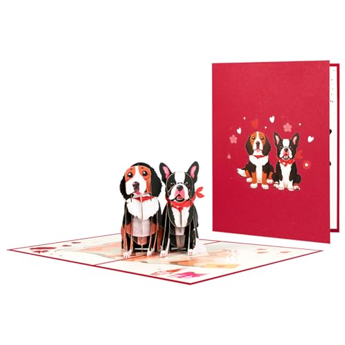 WASTEBIN Popup Hund Jubiläumskarte 3D Handgefertigte Geburtstags Valentinstag Grußkarten Für Paare Liebhaber Ehefrau Frauen Ehemann Geschenk von WASTEBIN