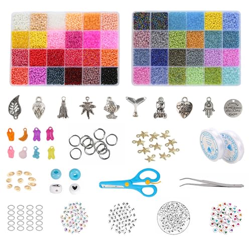 Lose Glassamenperlen Mit 48 Schlitzen Für Armband Bastelherstellungsmaterial Kits Schmuckherstellung Rocaillesperlen Mit Organizer Box Perlenset Für Die Schmuckherstellung Halsketten Ohrring Kits von WATERBELINE