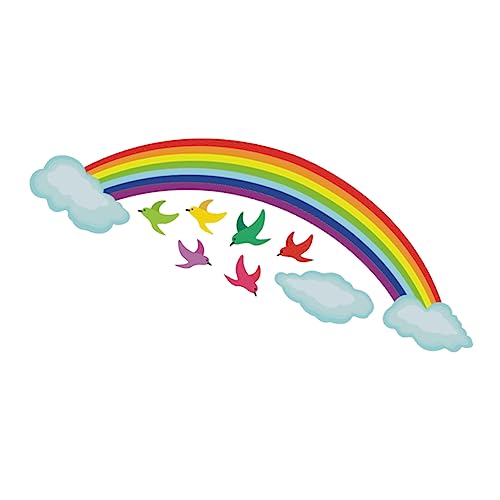 WATIIFUFU 1PC Kreativer Regenbogen Und Vögel Wandtattoo Abnehmbarer PVC Wandaufkleber Dekorative Wanddeko Für Wohnzimmer Schlafzimmer Kinderzimmer von WATIIFUFU