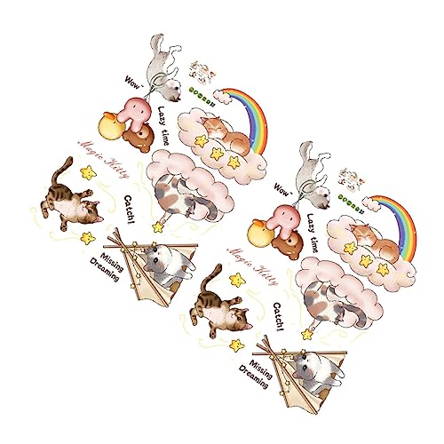 WATIIFUFU 2 Blätter Aufkleber wandsticker tapetenablöser Wanddekoration dekoration party Kinderzimmer Dekoration Ballon Kätzchen Wandkunst Cartoon Hund Wandtattoo Cartoon-Wandtattoo PVC von WATIIFUFU