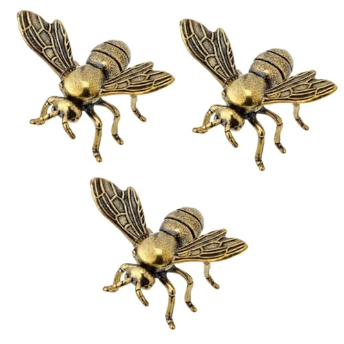 WATIIFUFU 3st Messing Biene Gehäkeltes Bienenauto Biene Sammelfigur Bienenbetäubung Honigbienenfiguren Skulpturen Wohnkultur Tischplatte Für Den Innenbereich Antike Biene Tierfiguren Golden von WATIIFUFU